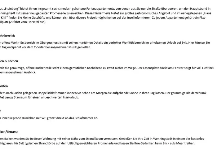 Steinburg - Duenenstr 6, App 4 Веннингштедт